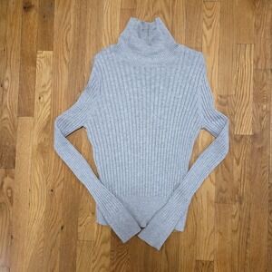 Aeropostale Mock Neck Ribbed Long Sleeve Fitted Lightweight Sweater Gray XL